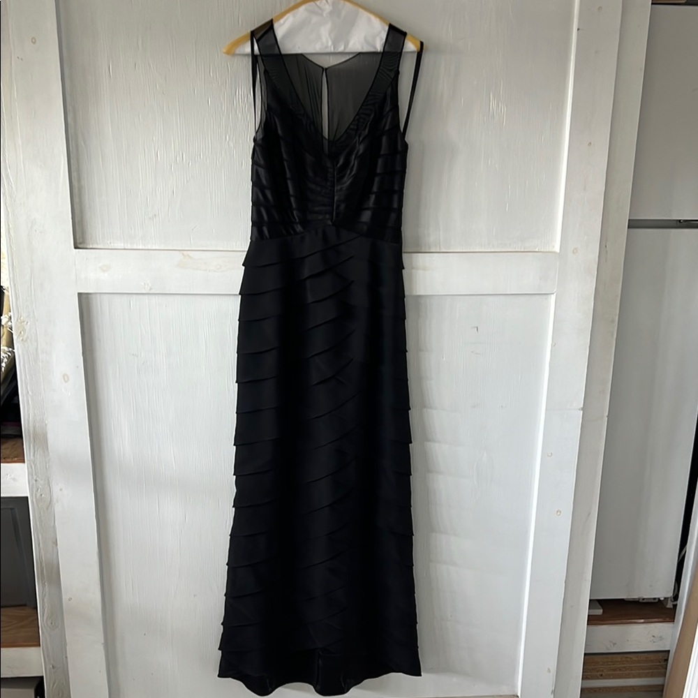 Xscape Black Sleeveless V-Neck Maxi Gown
